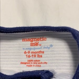 Magnificent Baby One Pieces - Magnetic blue and white striped onesie Magnificent Baby One Pieces - Magnetic blue and white striped onesie